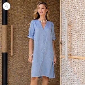 Nomad the Label Elyse French Linen Midi Dress Powdery Blue